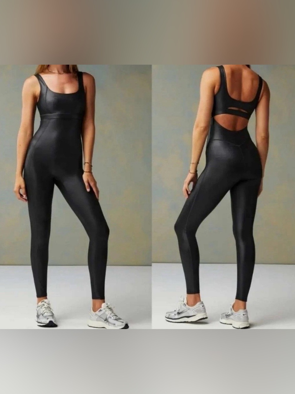 Fabletics Women Black Sleek Open-Back Jumpsuit Size Large